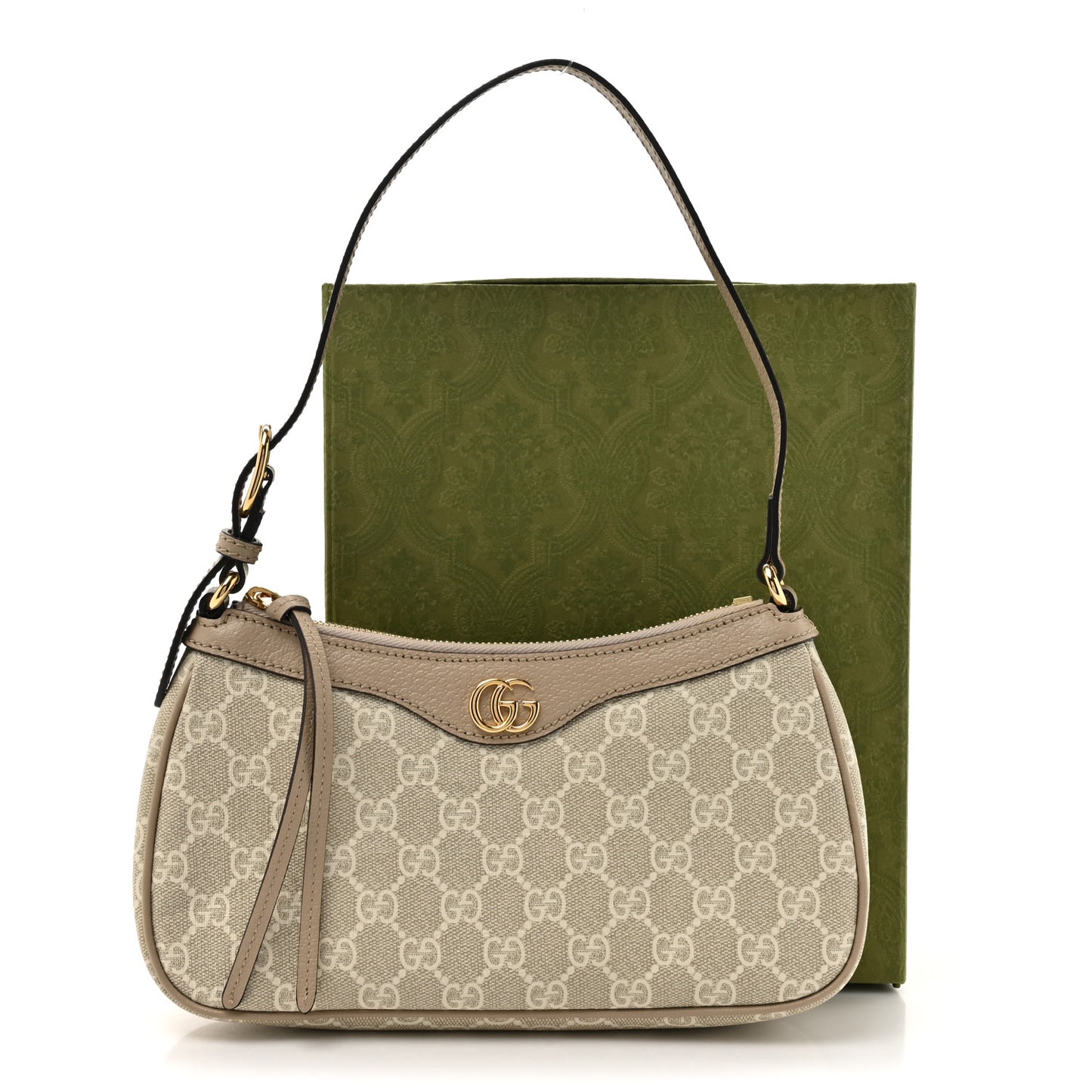 GG Supreme Monogram Textured Dollar Calfskin Small Ophidia Hobo Beige Mystic White Oatmeal