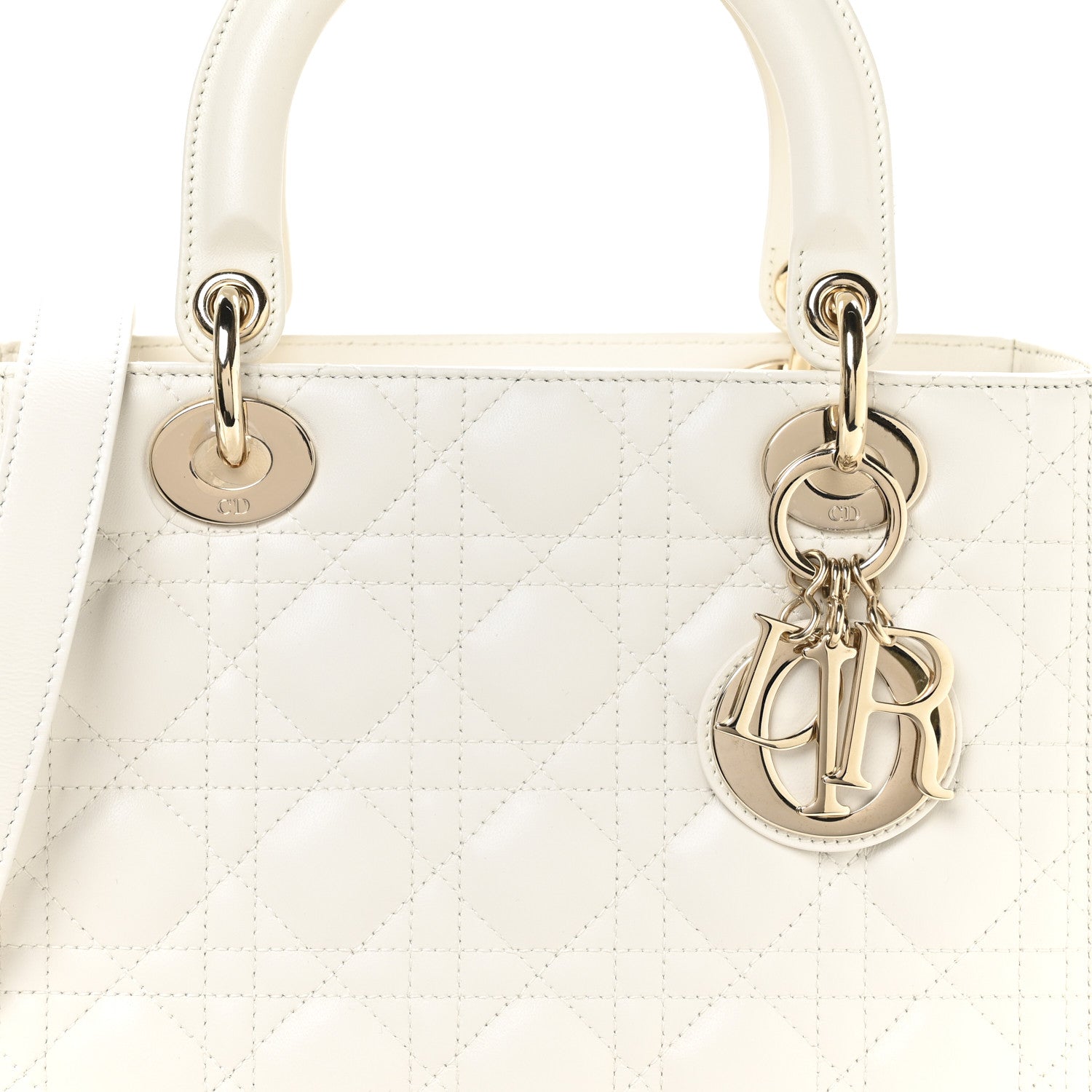 Christian Dior Lambskin Cannage Medium Lady Dior White 8 of 10