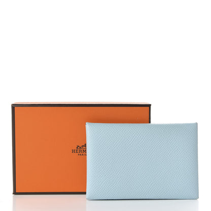 Hermes Epsom Calvi Card Case Bleu Zephyr 7 of 7