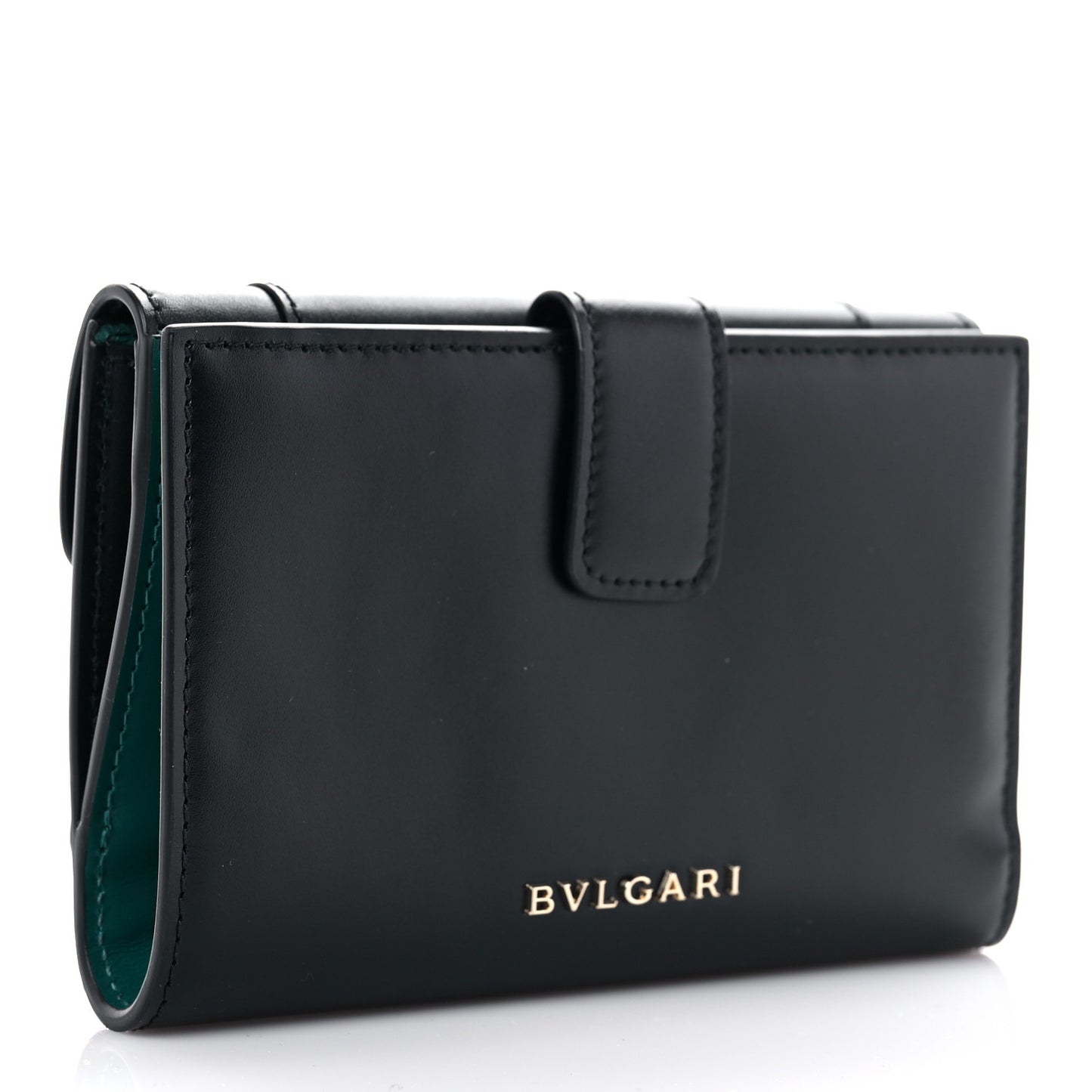 Calfskin Serpenti Forever Wallet Black Emerald Green