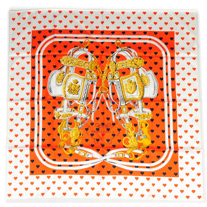 Hermes Silk Brides De Gala Love Scarf 90 Orange Marine Blanc 2 of 5