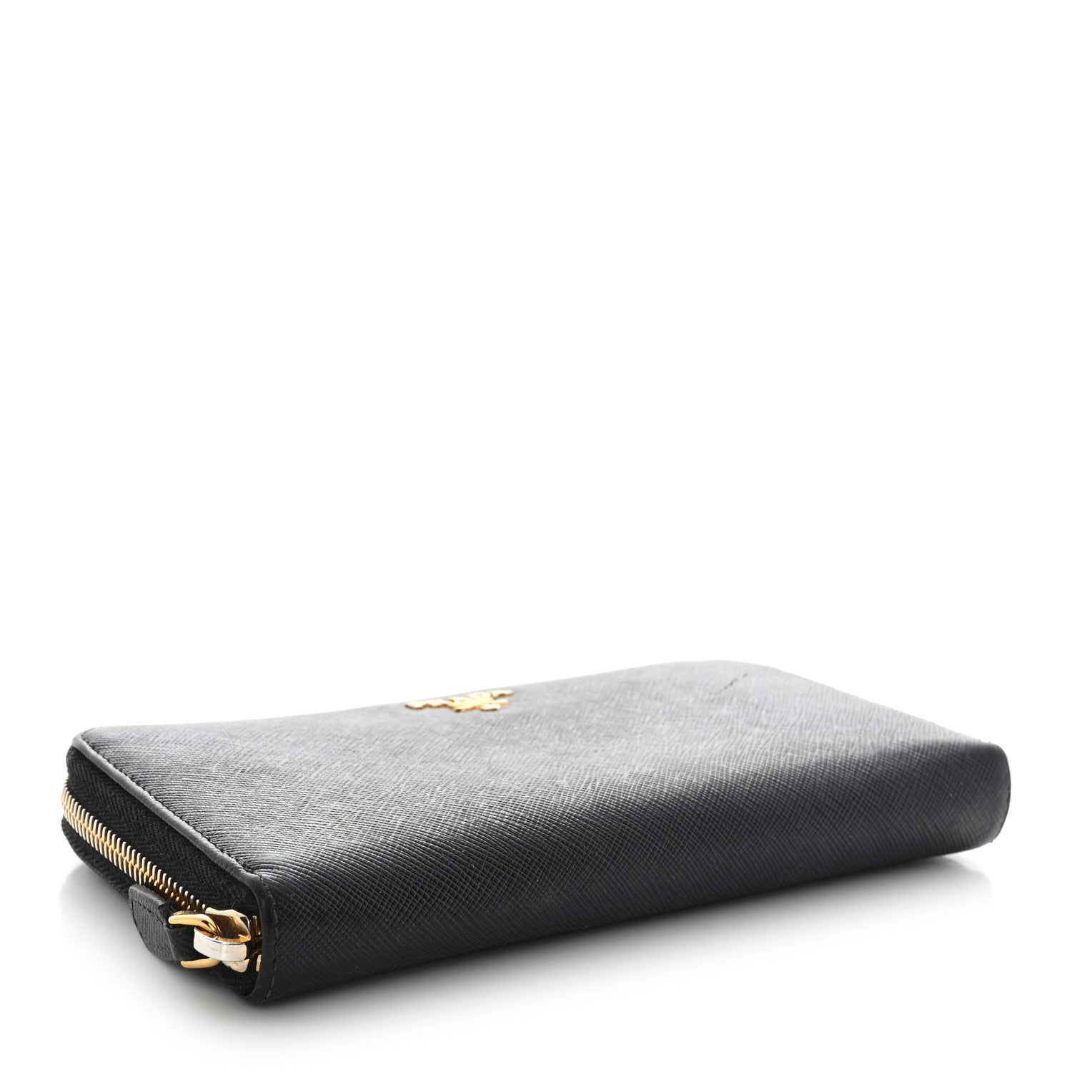 Prada Saffiano Metal Zip Around Wallet Black 4 of 16