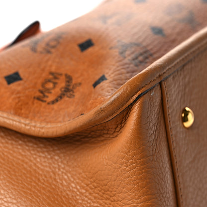 MCM Visetos Calfskin Crocodile Embossed Double Zip Tote Cognac 10 of 12