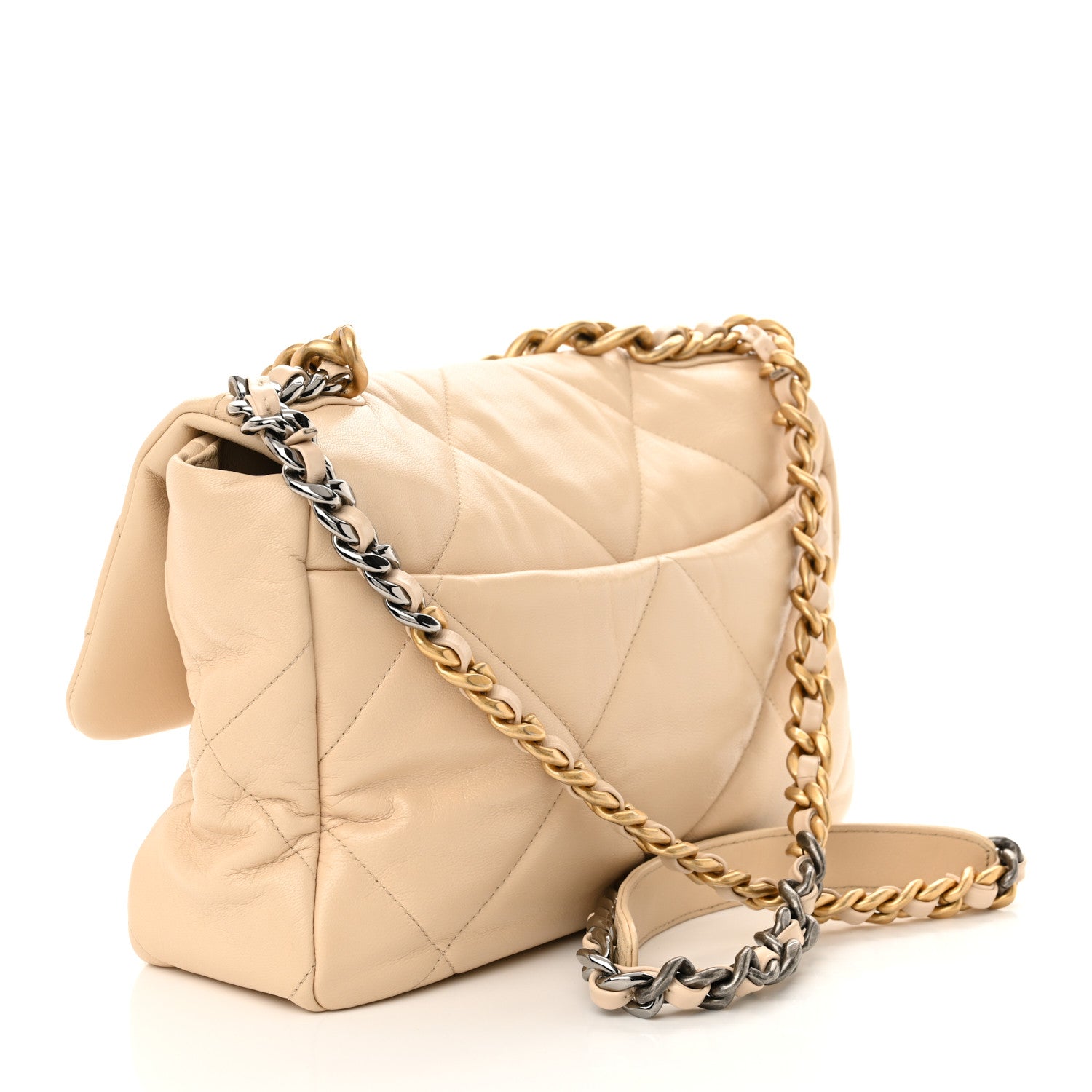 Chanel Lambskin Quilted Large Chanel 19 Flap Light Beige 3 of 11