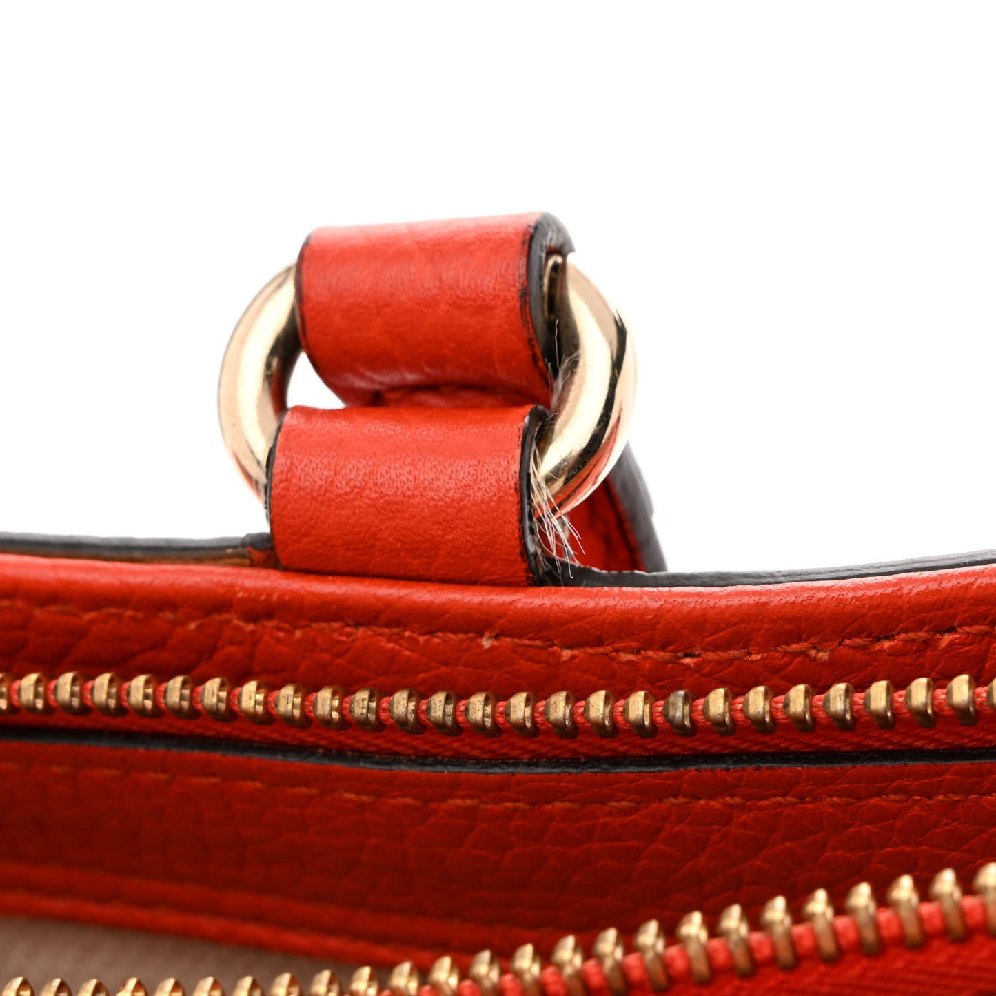 Pebbled Calfskin Small Soho Top Handle Bag Sun Orange