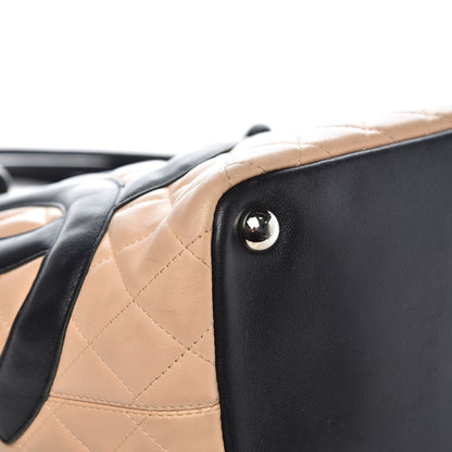 Chanel Calfskin Quilted Large Cambon Tote Beige Black 8 of 11