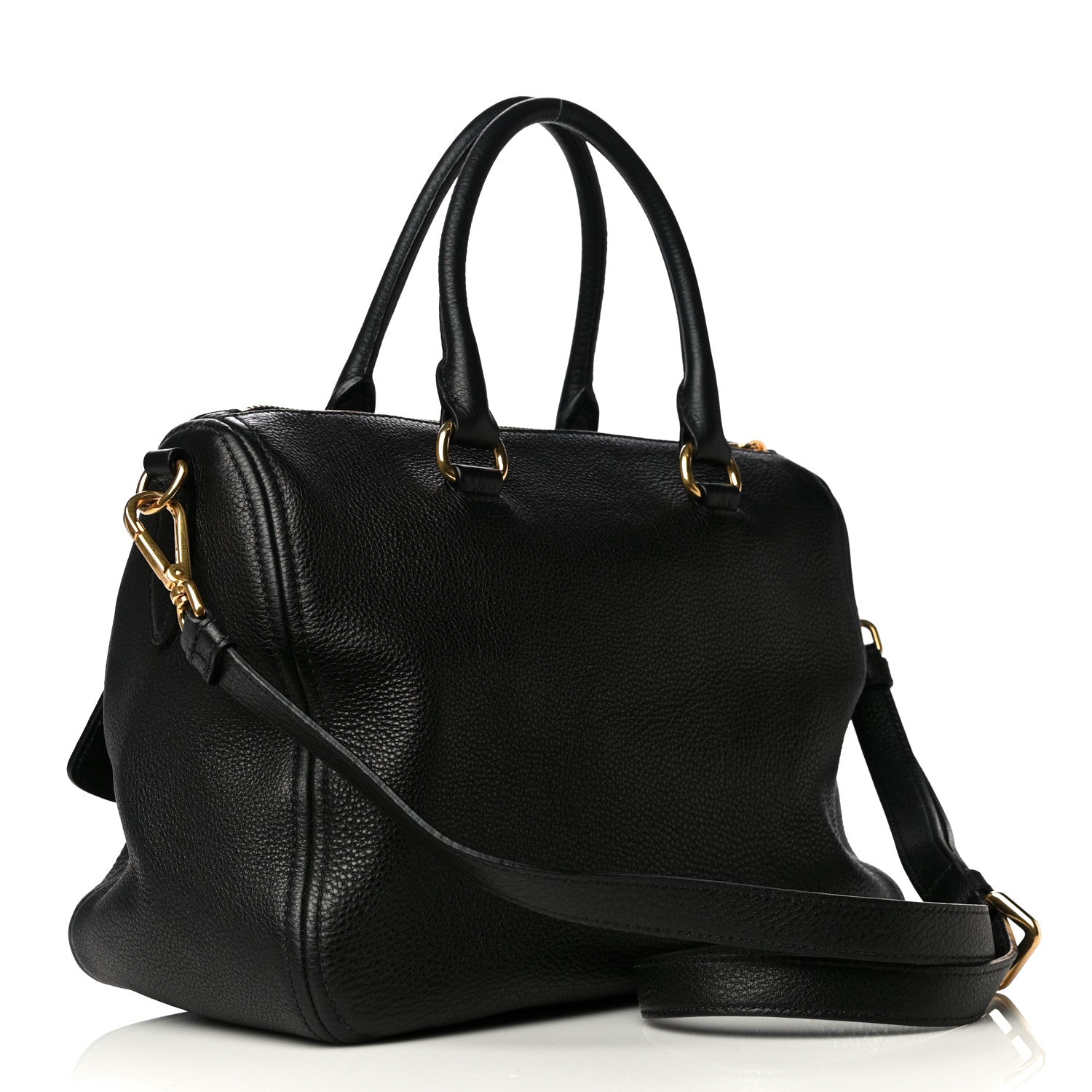 Prada Vitello Daino Tote Black 2 of 9