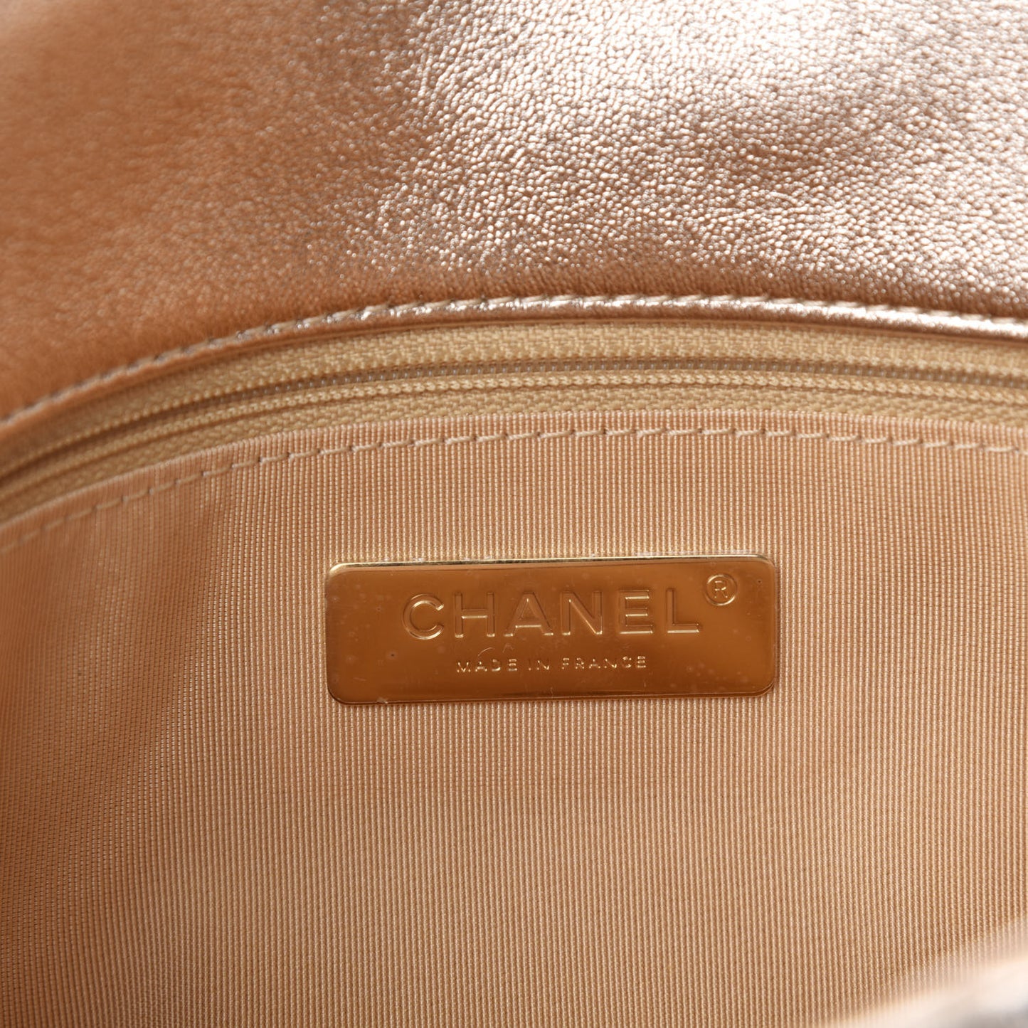 Metallic Lambskin Quilted Medium Chanel 19 Flap Gold