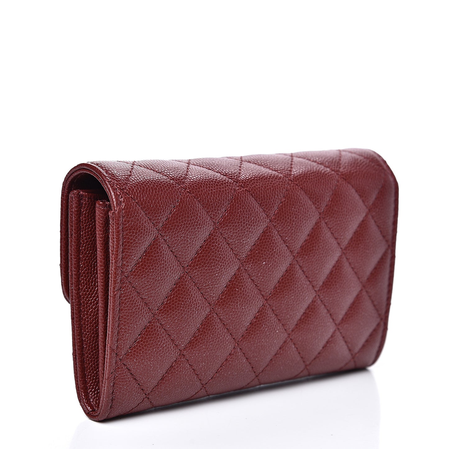 Caviar Quilted Medium Flap Wallet Burgundy