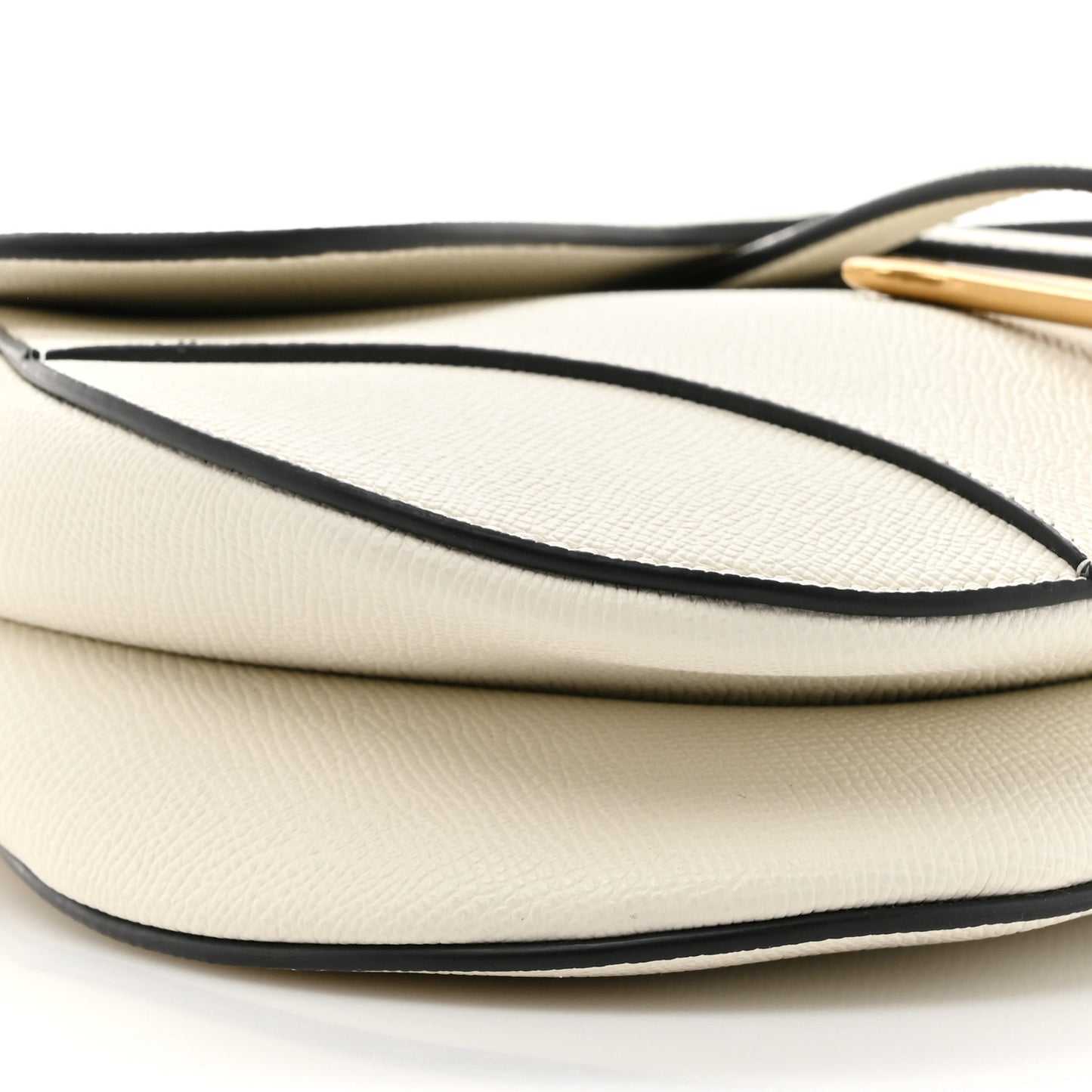 Grained Calfskin Saddle Bag With Strap Latte