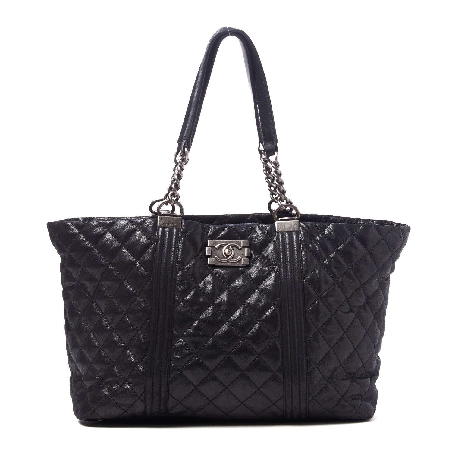 Chanel Goatskin Quilted Large Gentle Boy Shopping Tote Black 1 of 9