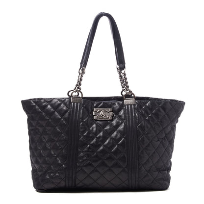 Chanel Goatskin Quilted Large Gentle Boy Shopping Tote Black 1 of 9