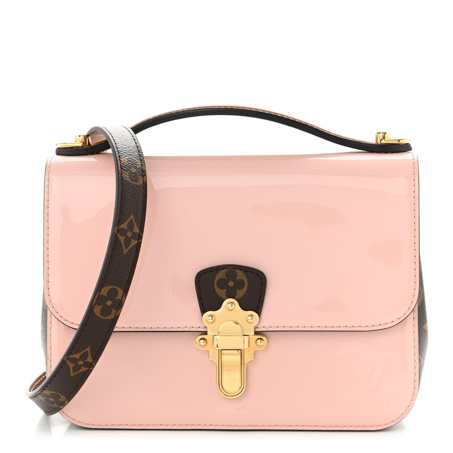 Patent Calfskin Monogram Cherrywood BB Rose Ballerine