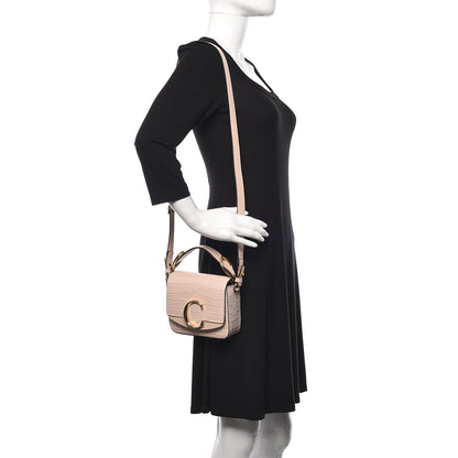 Chloe Calfskin Crocodile Embossed Mini C Double Carry Cement Pink 2 of 9