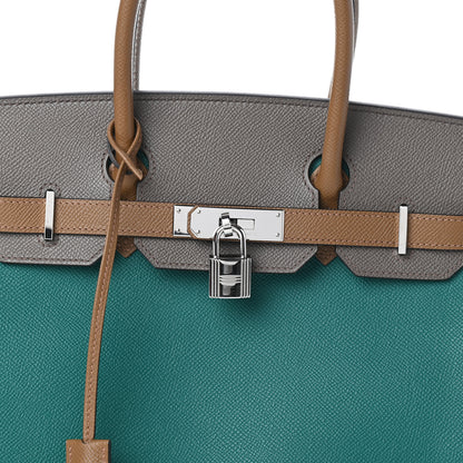 Hermes Epsom Horseshoe Birkin 30 Malachite Etain Alezan 7 of 13