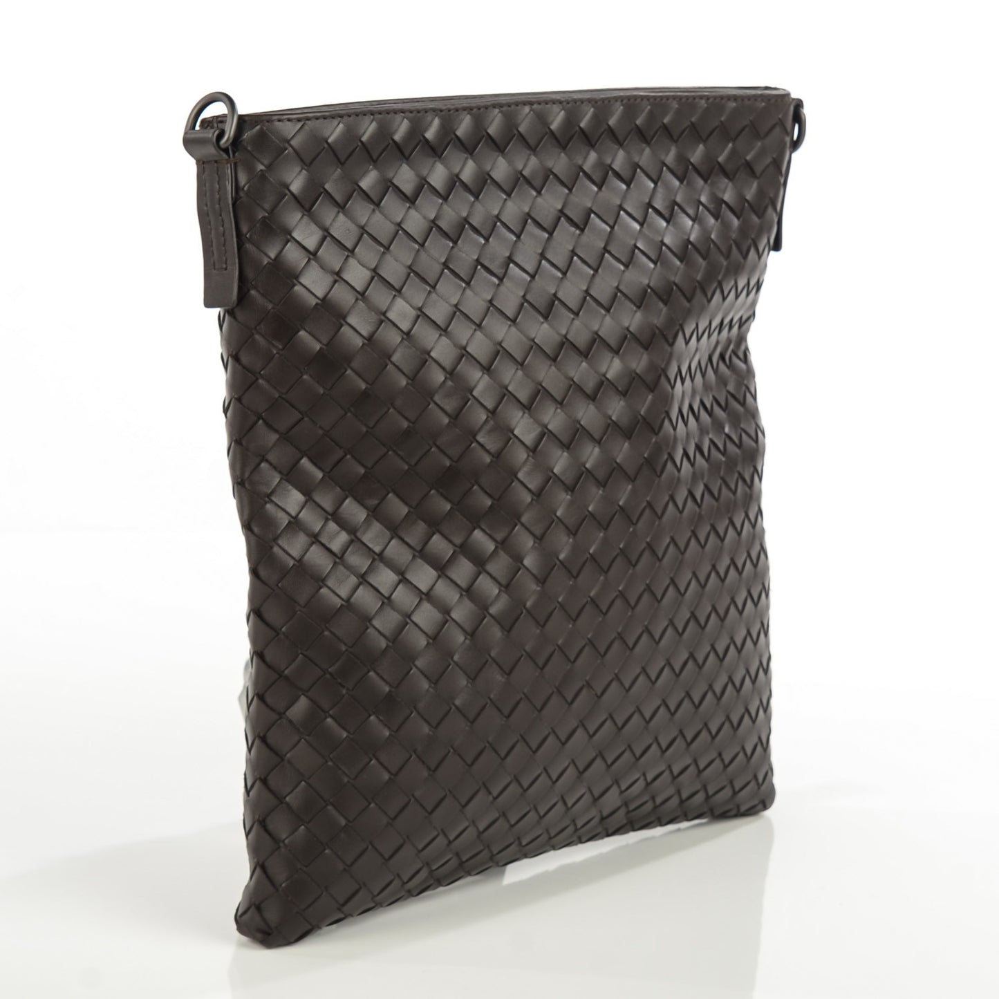 Calfskin Intrecciato VN Small Messenger Bag Ebano