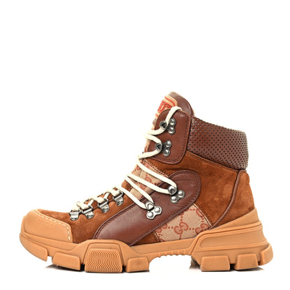 Gucci X SEGA Suede Calfskin GG Monogram Womens Flashtrek High-Top Sneakers 39 New Cuir Beige Ruggine 1 of 8