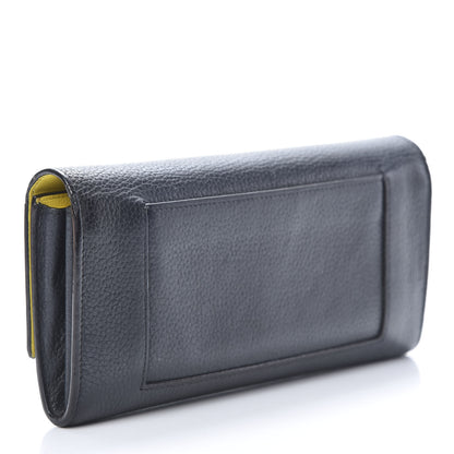 Celine Drummed Calfskin Large Multifunction Flap Wallet Black 3 of 12