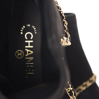 Chanel Suede Calfskin Chain CC Short Boots 38.5 Black 8 of 12