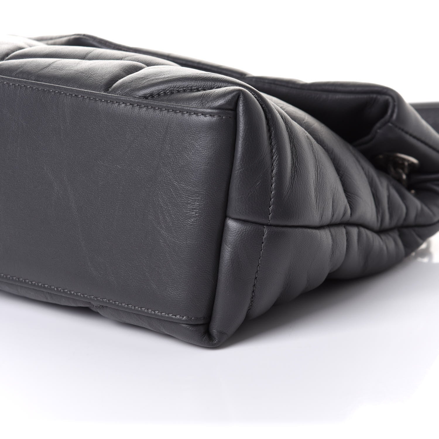 Saint Laurent Lambskin Quilted Small Loulou Puffer Monogram Chain Satchel Concrete 9 of 9