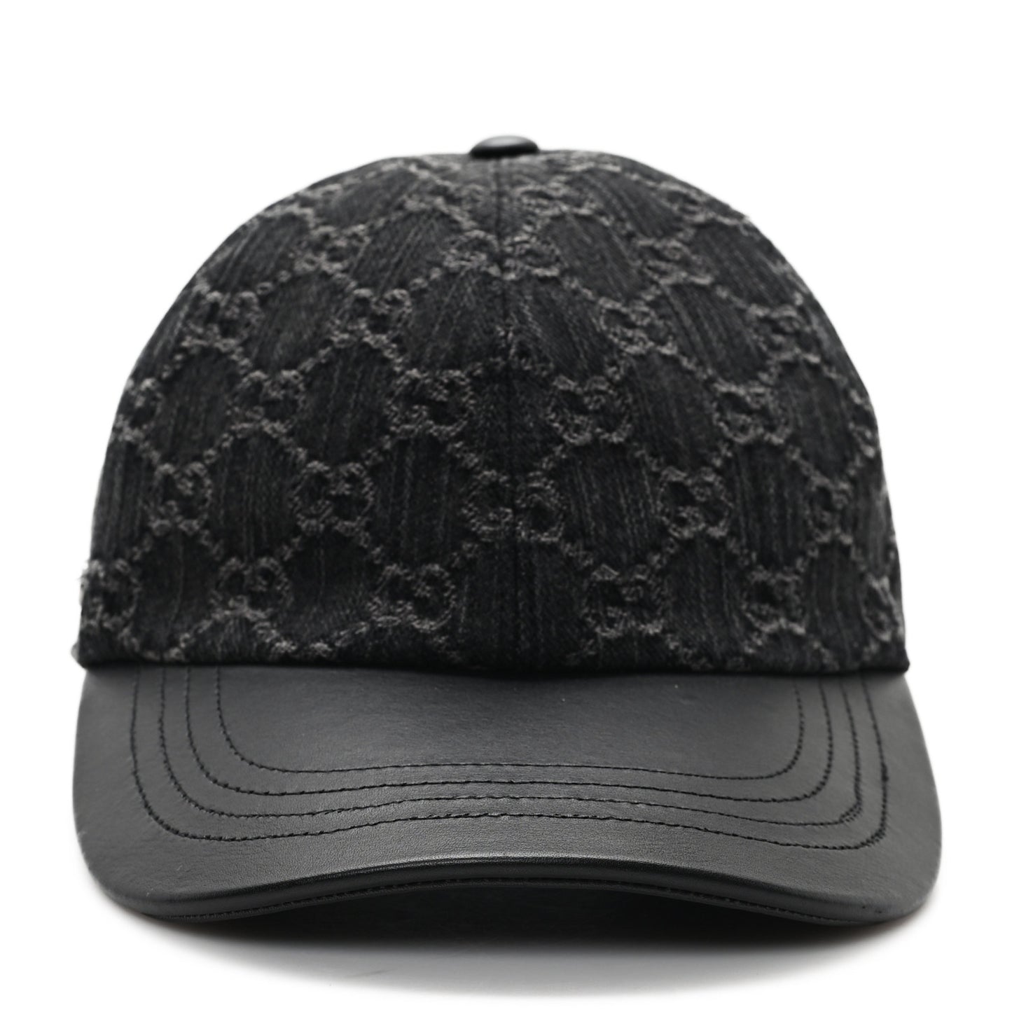 Denim Calfskin GG Monogram Baseball Hat M Black Grey