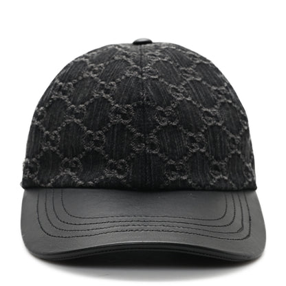 Gucci Denim Calfskin GG Monogram Baseball Hat M Black Grey 3 of 9