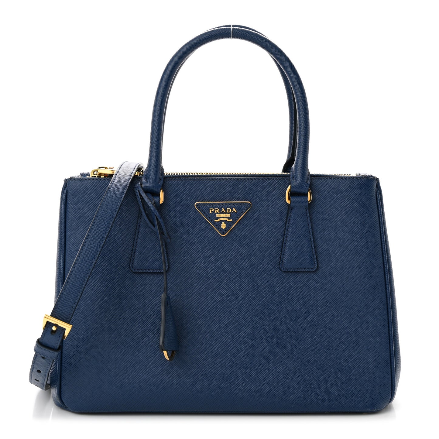Saffiano Lux Small Galleria Double Zip Tote Bluette