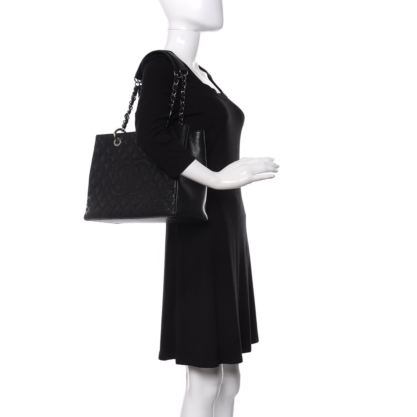 Caviar Quilted Grand Shopping Tote GST Black