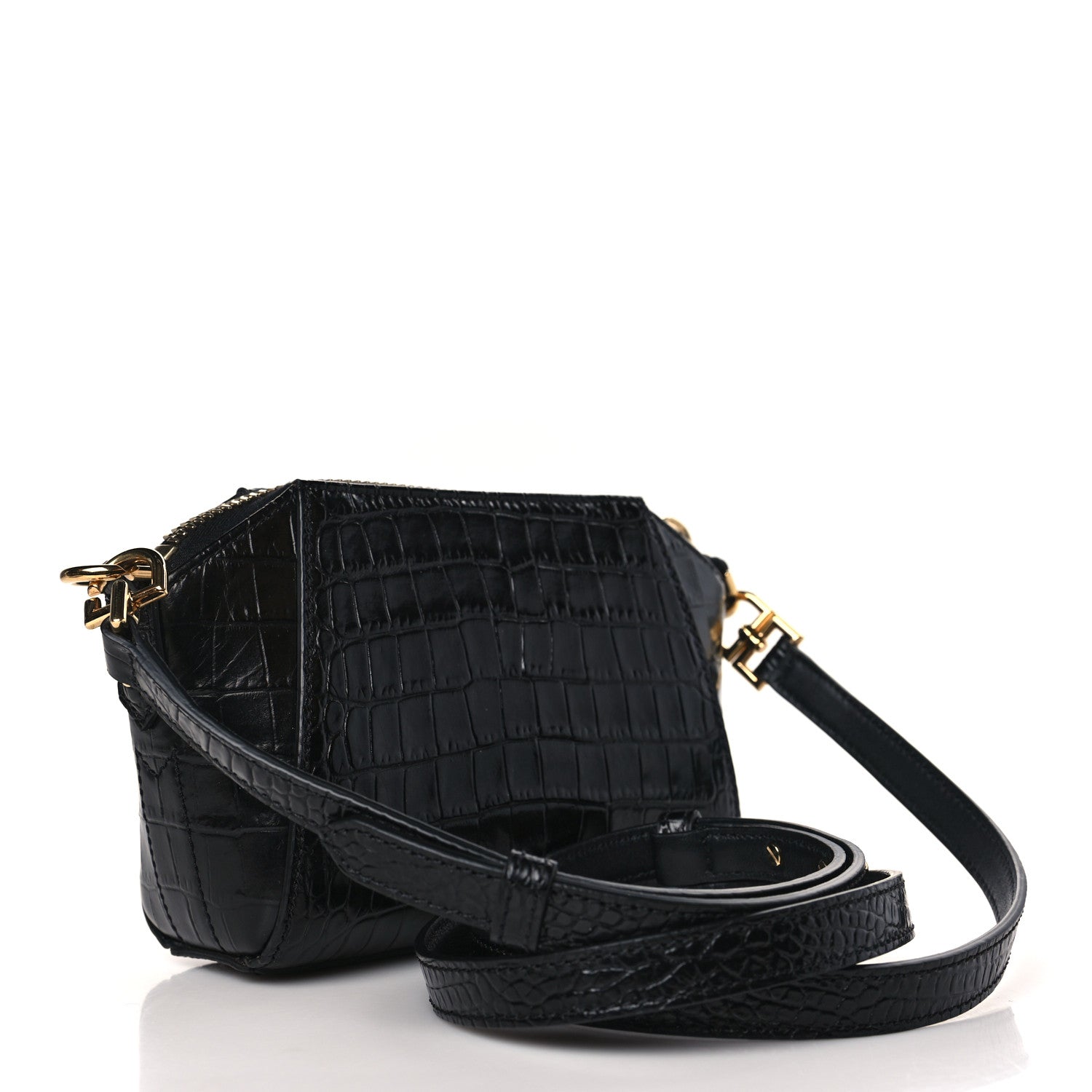 Givenchy Calfskin Crocodile Embossed Nano Antigona Black 3 of 8