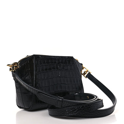 Givenchy Calfskin Crocodile Embossed Nano Antigona Black 3 of 8