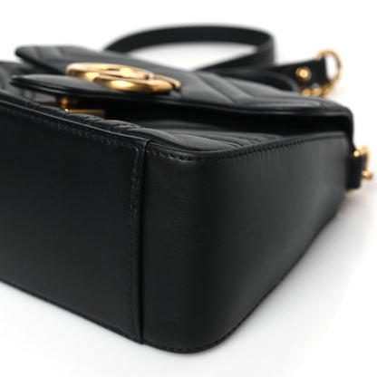 Gucci Calfskin Matelasse Mini GG Marmont Top Handle Shoulder Bag Black 9 of 9