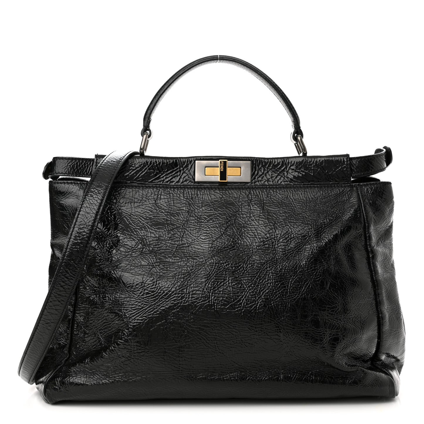 Patent Large Peekaboo Iconic Satchel Black