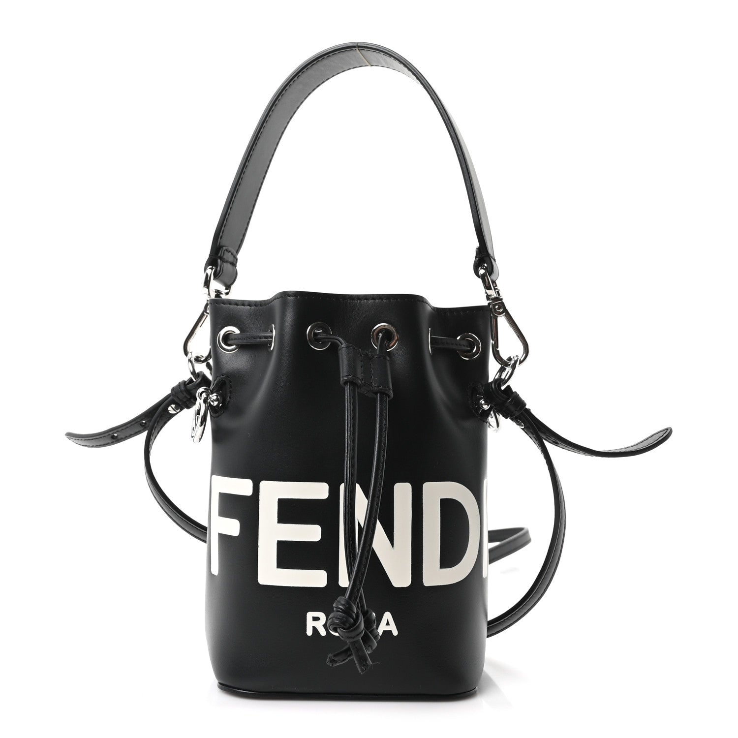 Fendi Vitello King F is Fendi Logo Embossed Mini Mon Tresor Bucket Bag Black 1 of 10