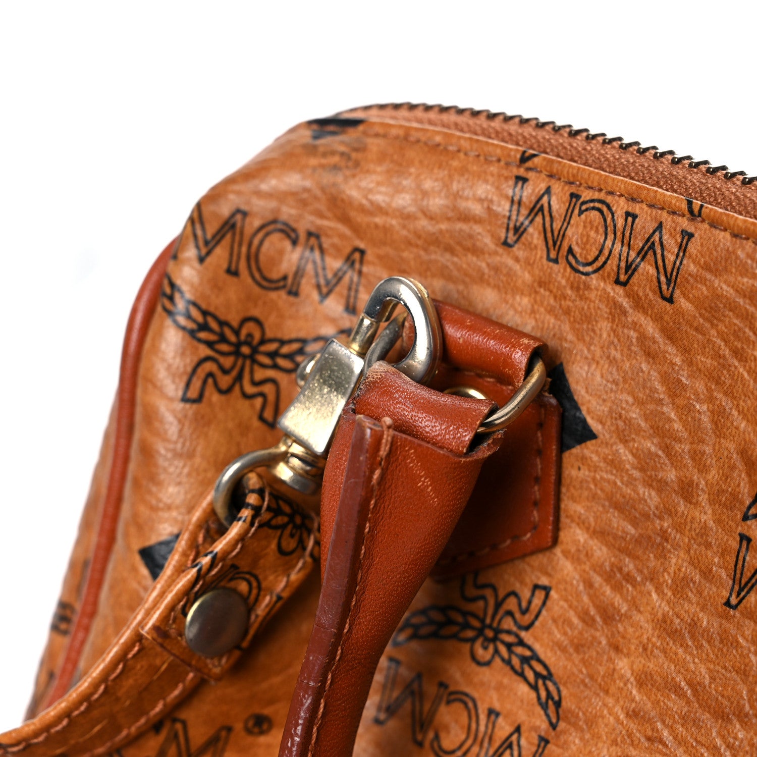 MCM Visetos Mini Boston Bag Cognac 23 of 28
