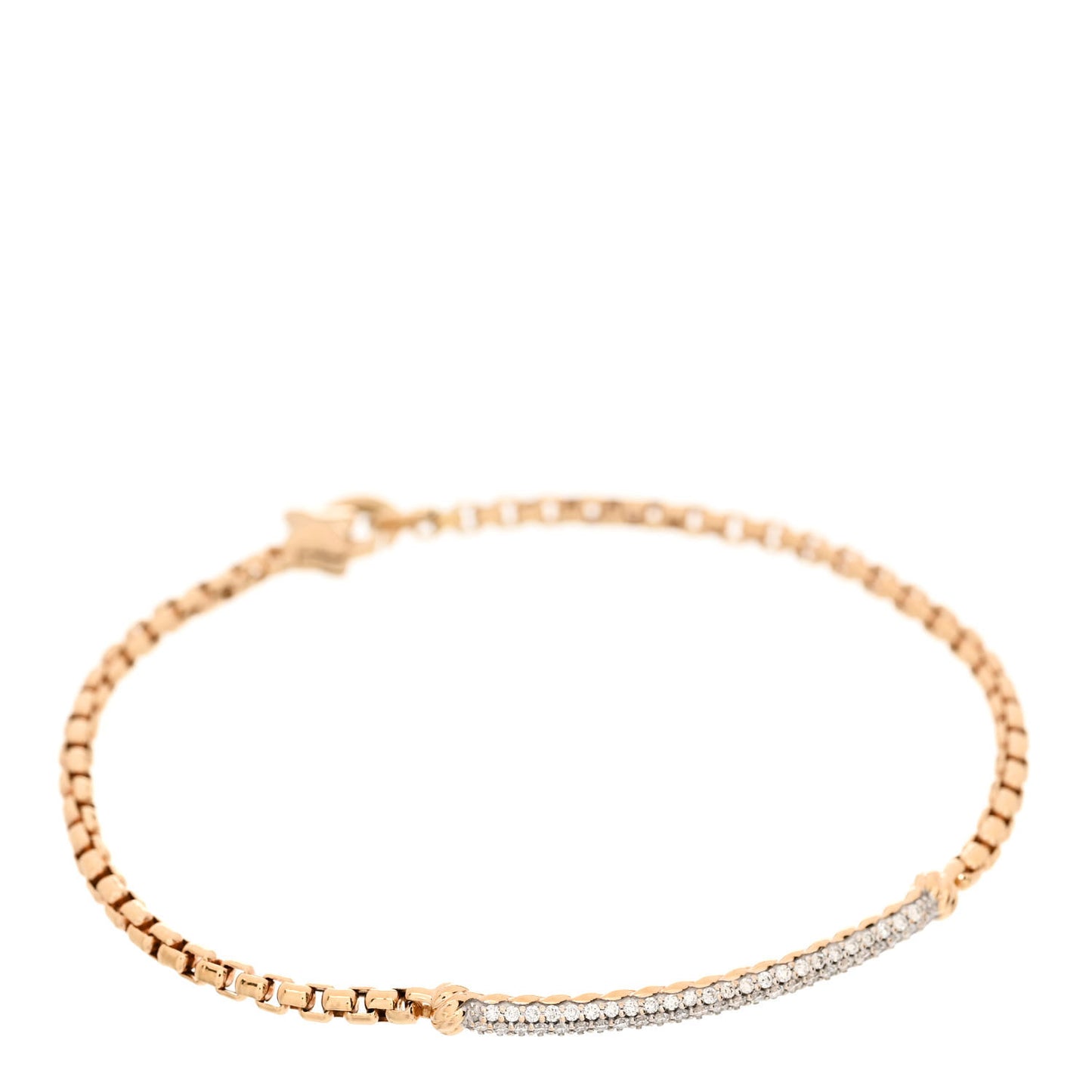 18K Rose Gold Diamond Petite Pave Metro Bar Bracelet