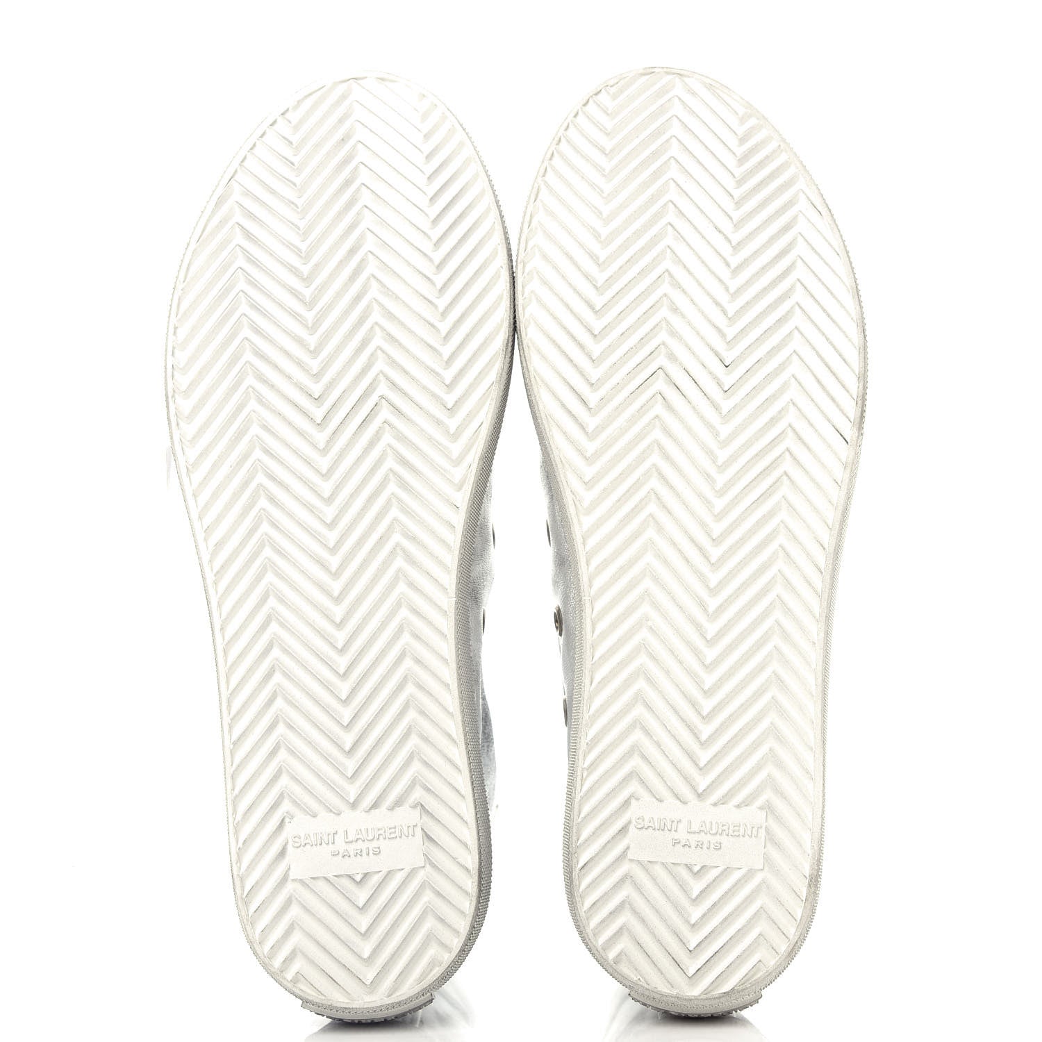 Saint Laurent Distressed Calfskin Bedford Logo-Appliqued Hightop Sneakers 36 Argento Cream White 6 of 11