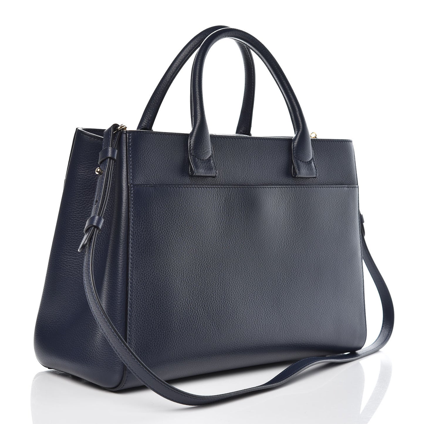 Grained Calfskin Medium Neo Executive Shopper Tote Navy