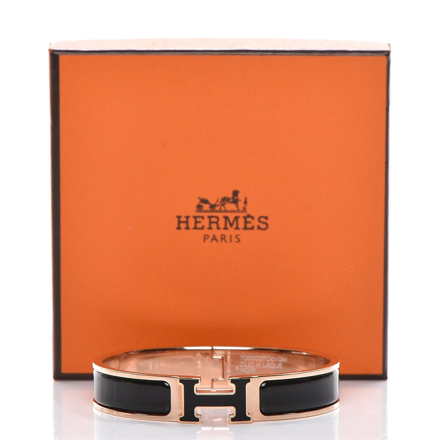 Enamel Narrow Clic Clac H Bracelet GM Black