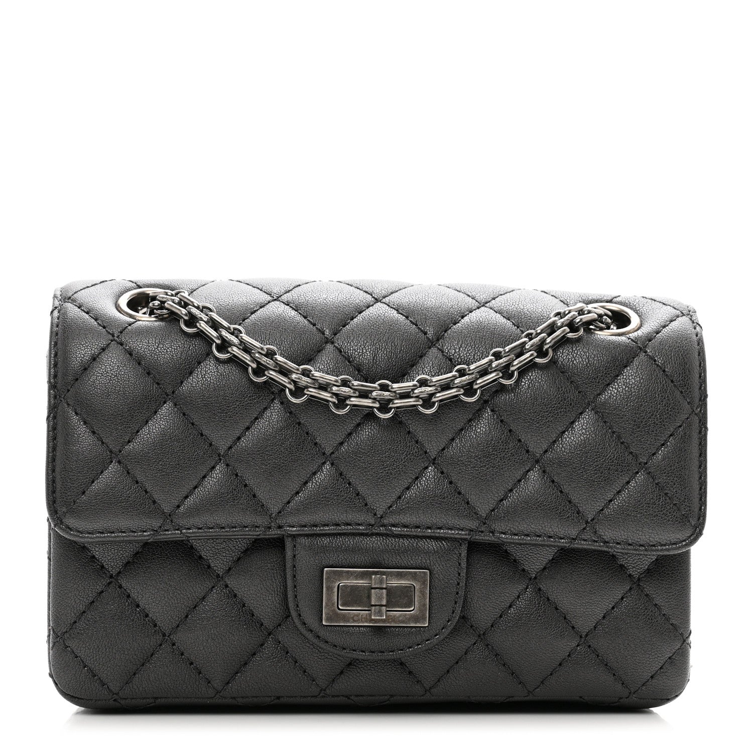 Chanel Metallic Sheepskin Quilted 2.55 Reissue Mini Flap Dark Grey 1 of 10