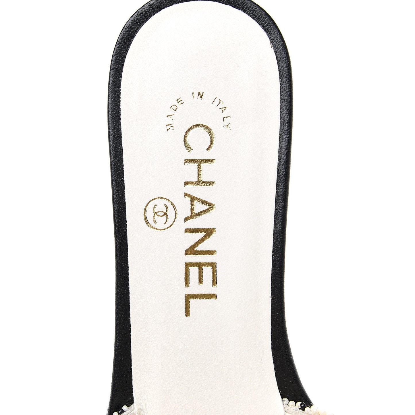 Pearl Embroidery CC Mules 36 Black White