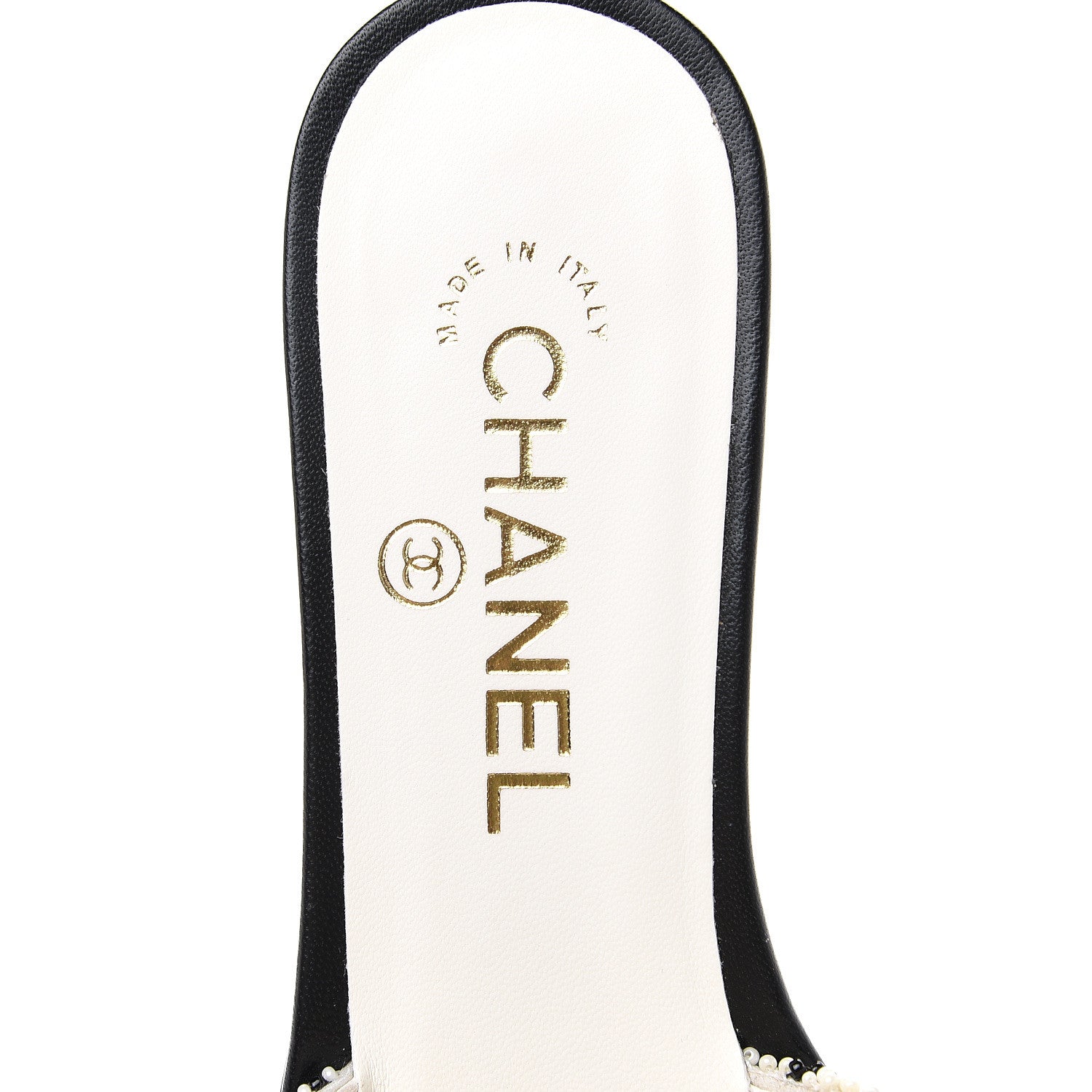 Chanel Pearl Embroidery CC Mules 36 Black White 6 of 10