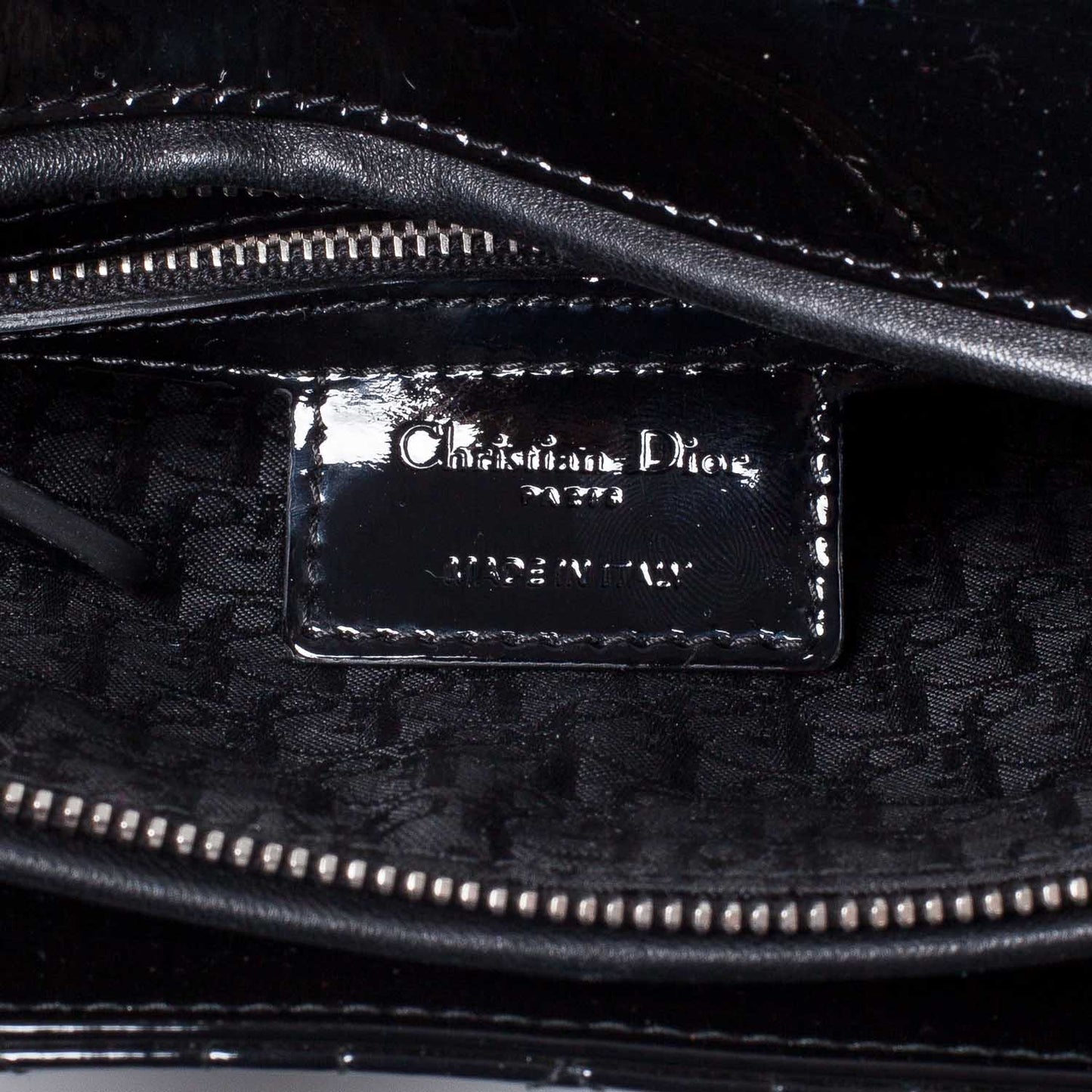 CHRISTIAN DIOR Patent Cannage Large Lady Dior Black