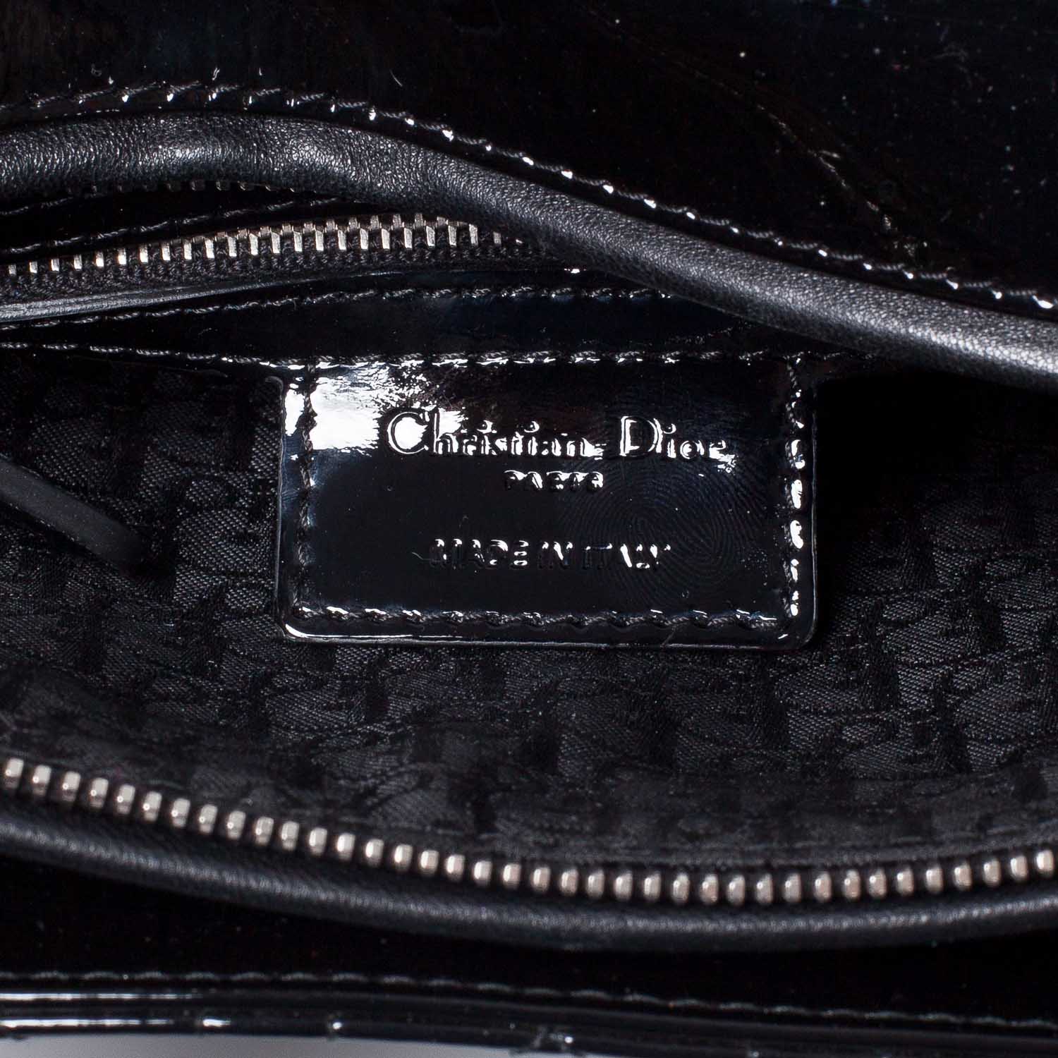 Christian Dior CHRISTIAN DIOR Patent Cannage Large Lady Dior Black 8 of 11
