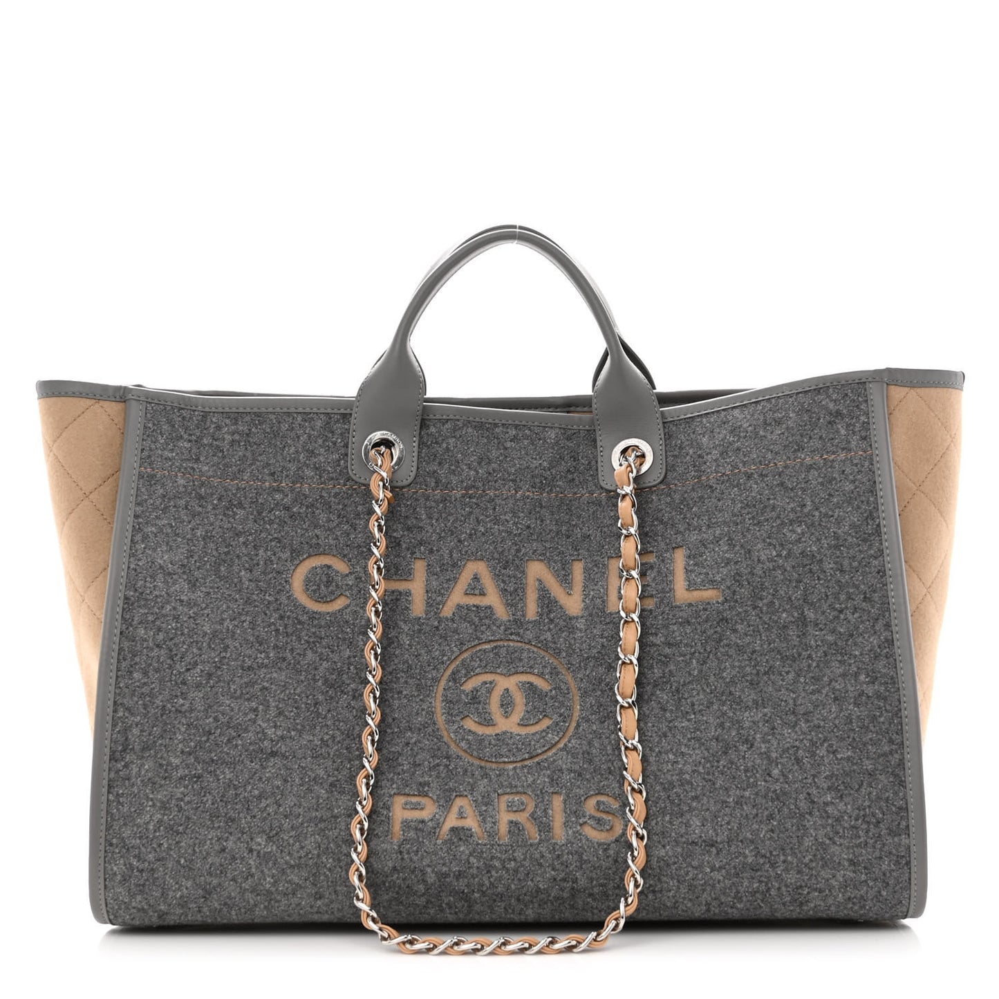 Wool Felt Large Deauville Tote Grey Beige