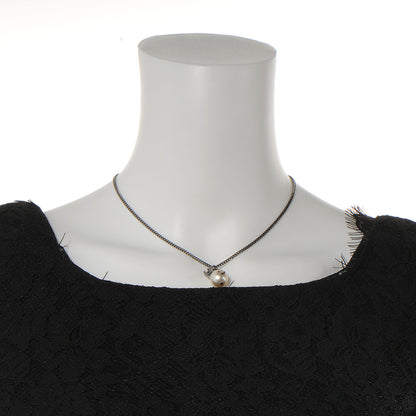 Chanel Pearl CC Pendant Necklace Dark Silver 2 of 6