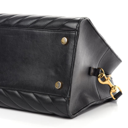 Saint Laurent Calfskin Matelasse Chevron Medium Monogram Cabas Black 7 of 12