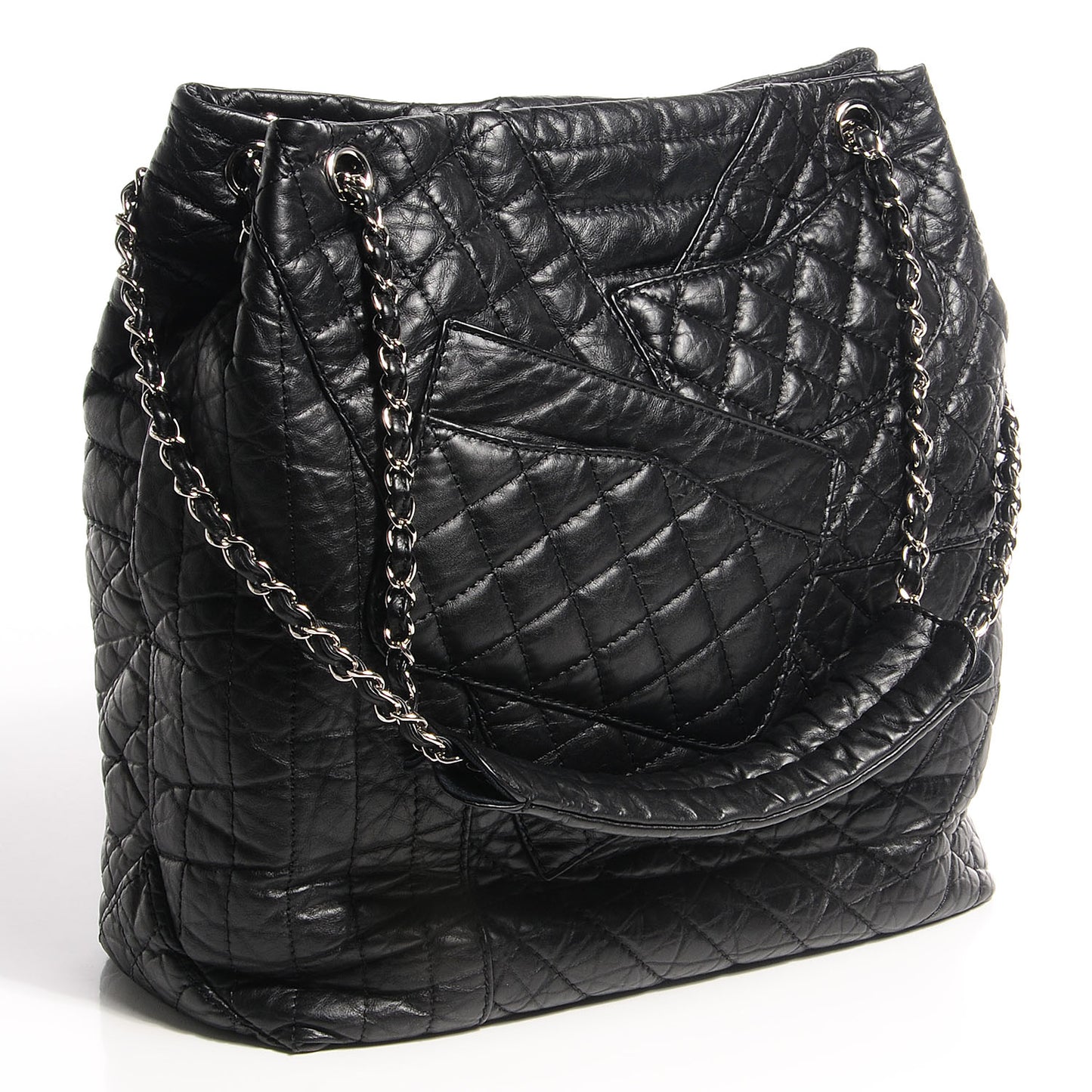 Aged Calfskin Karl's Cabas Tote Black