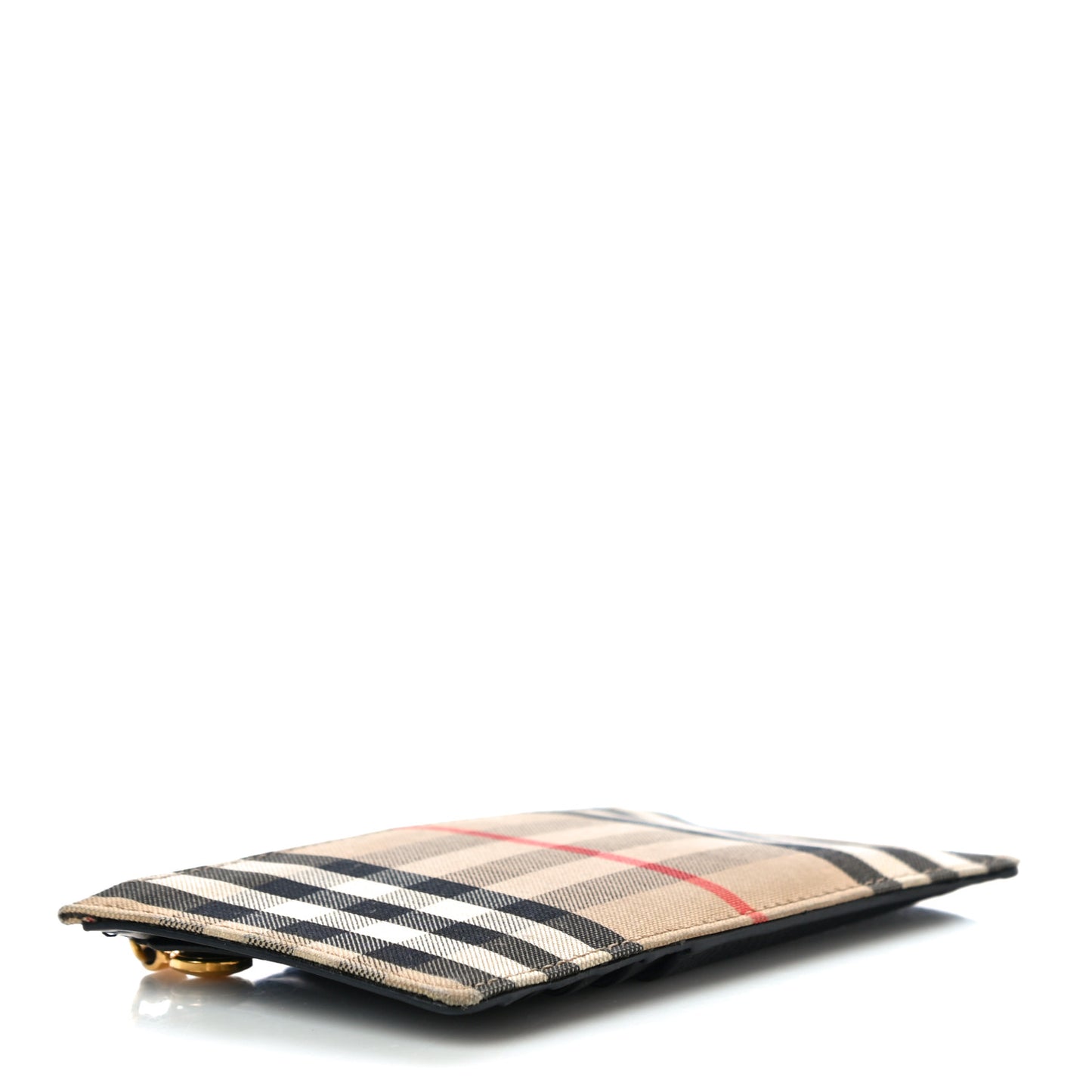 Vintage Check Calfskin Coin Case Card Holder Black