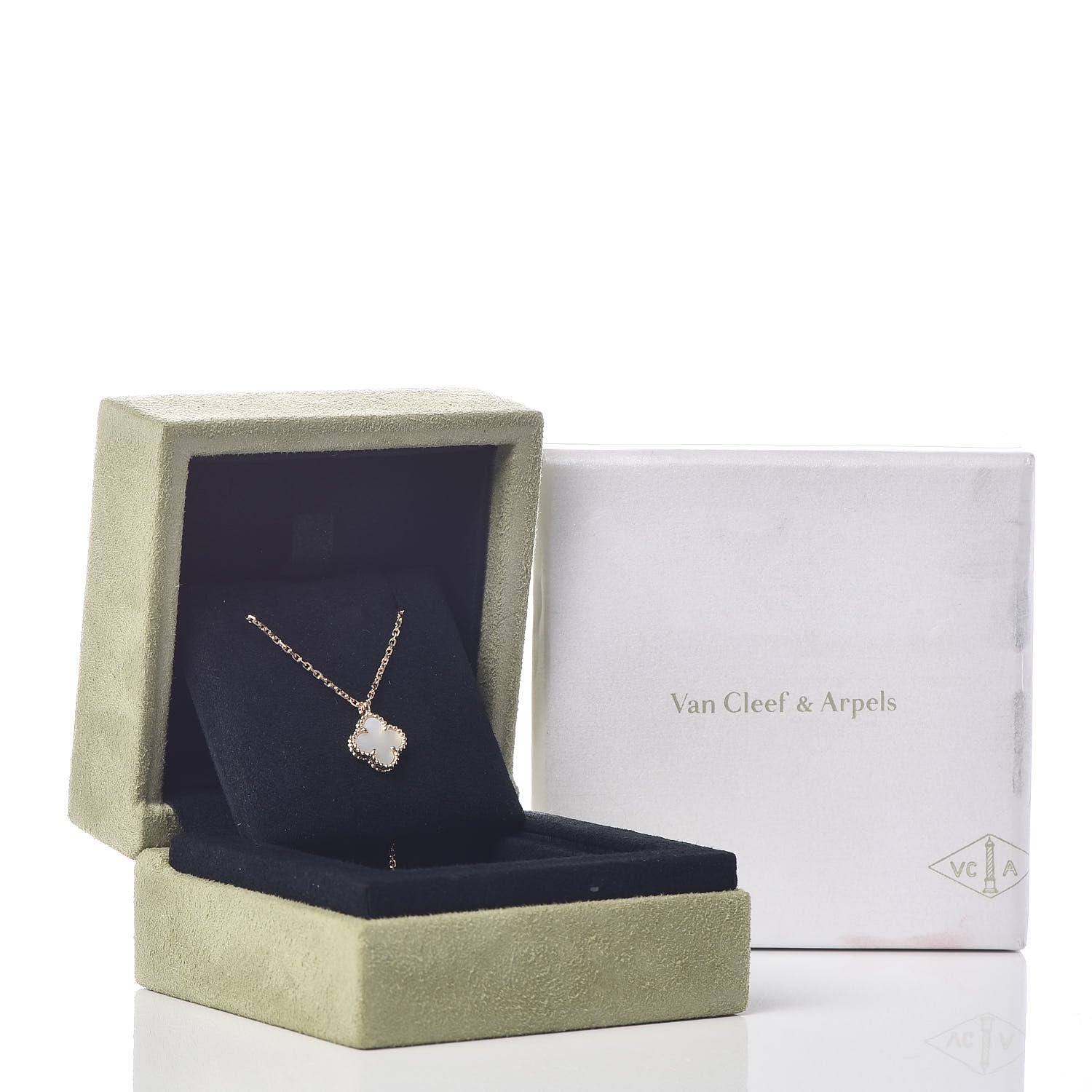 Van Cleef & Arpels 18K Yellow Gold Mother of Pearl Sweet Alhambra Pendant Necklace 8 of 8