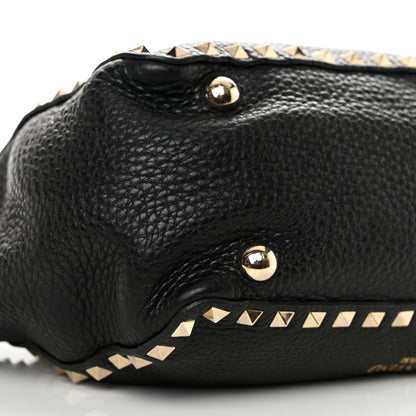 Valentino Garavani Grained Calfskin Small Rockstud Tote Black 8 of 9